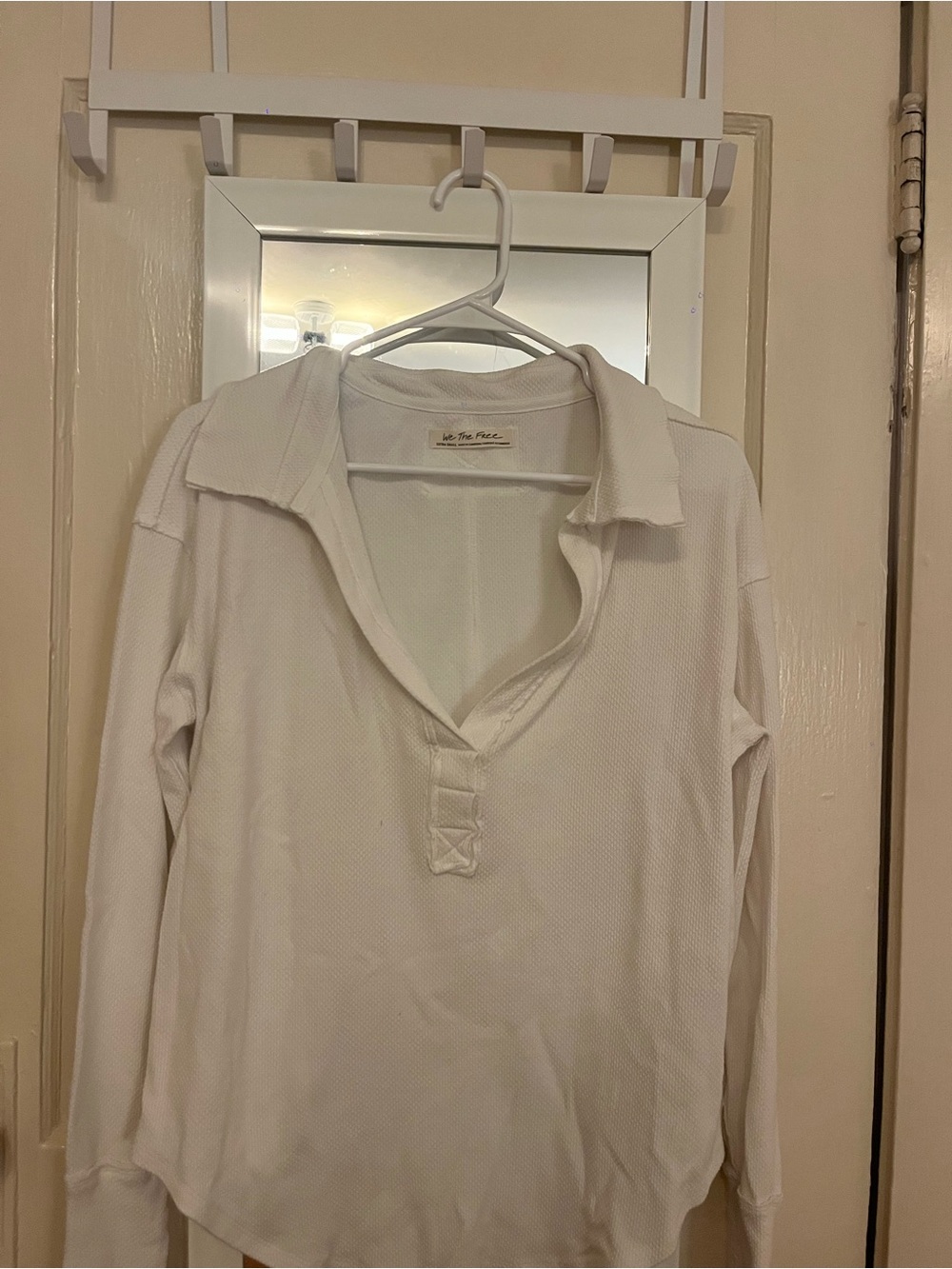 We The Free White Long-Sleeve Polo Henley Top